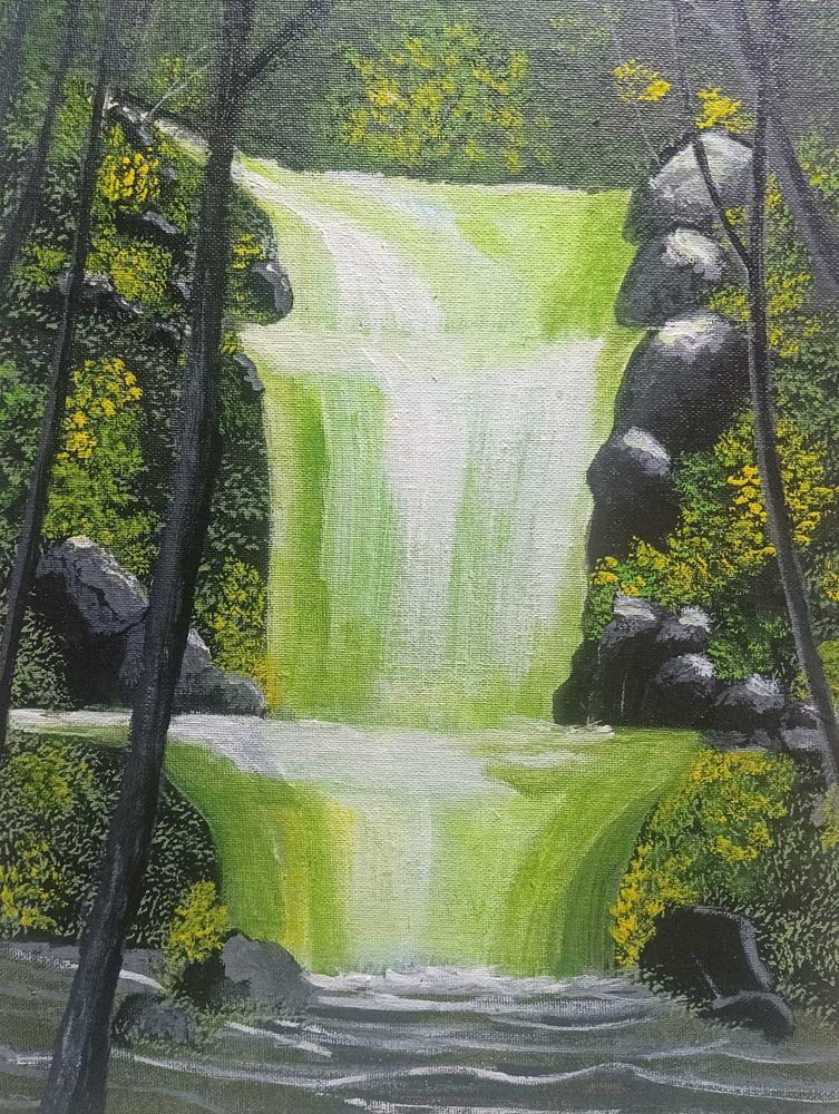 Waterfall acrylic Painting
