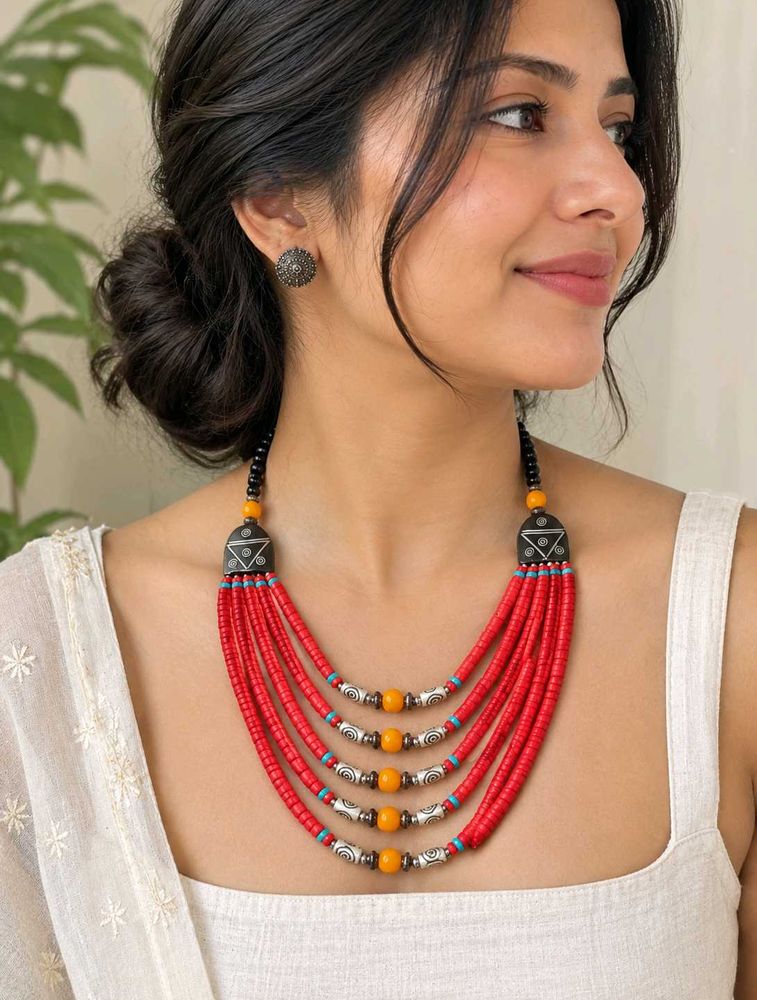 Bohemian Multi-Layered Red Necklace