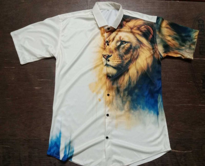 Men's Lion Print Short Sleeve Shirt