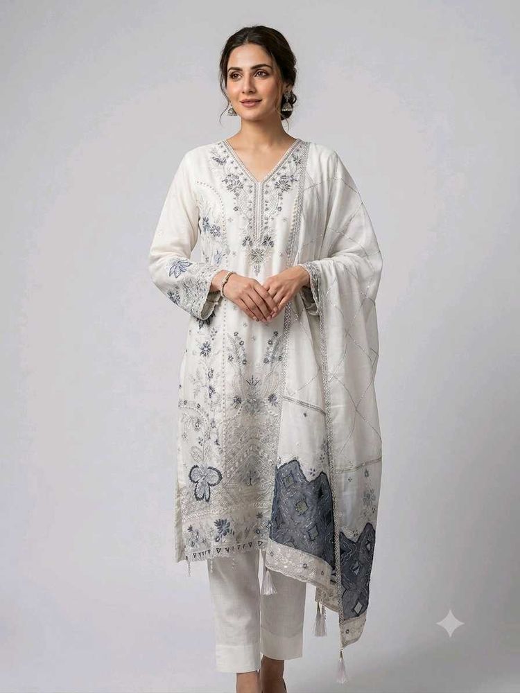 Elegant White Embroidered Kurta Set