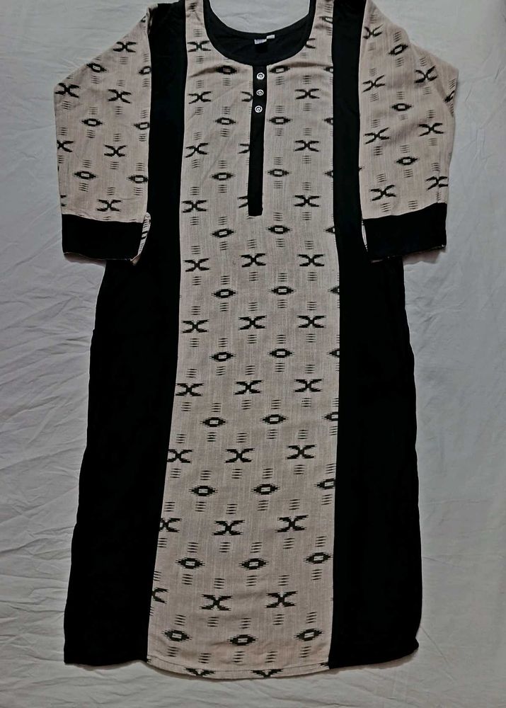 Stylish Black and Beige Printed Kurta