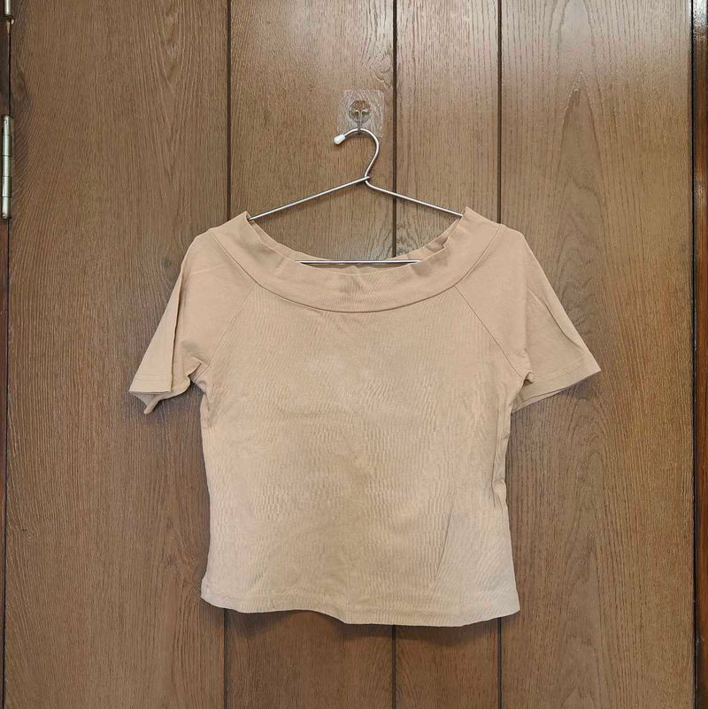 Basic Beige Short Sleeve Top