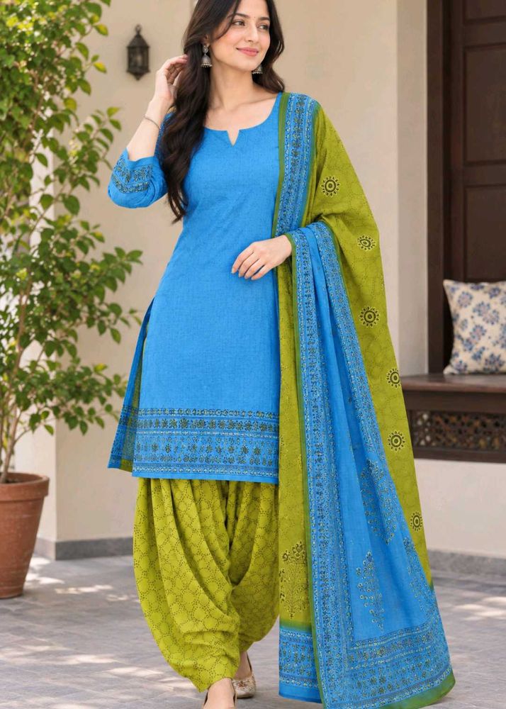 Blue &amp; Green Patiala Suit Set