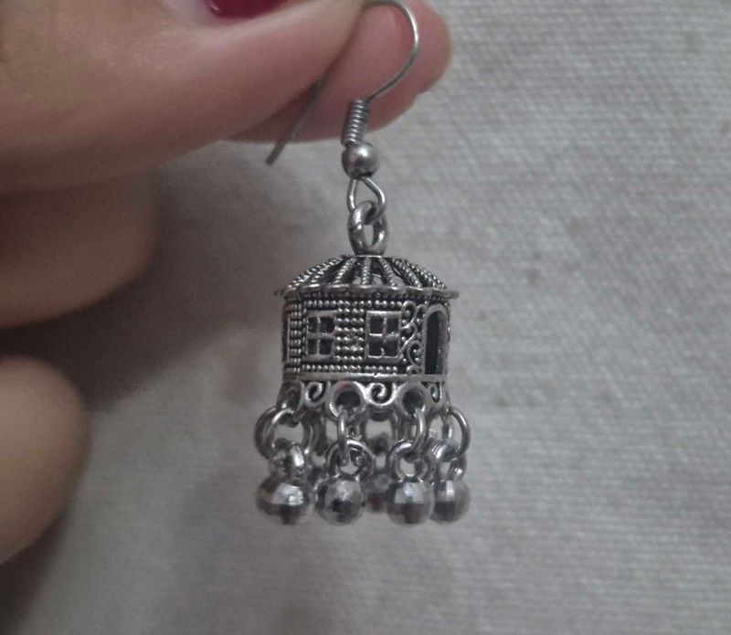 Jhumka Earrings Small Silver