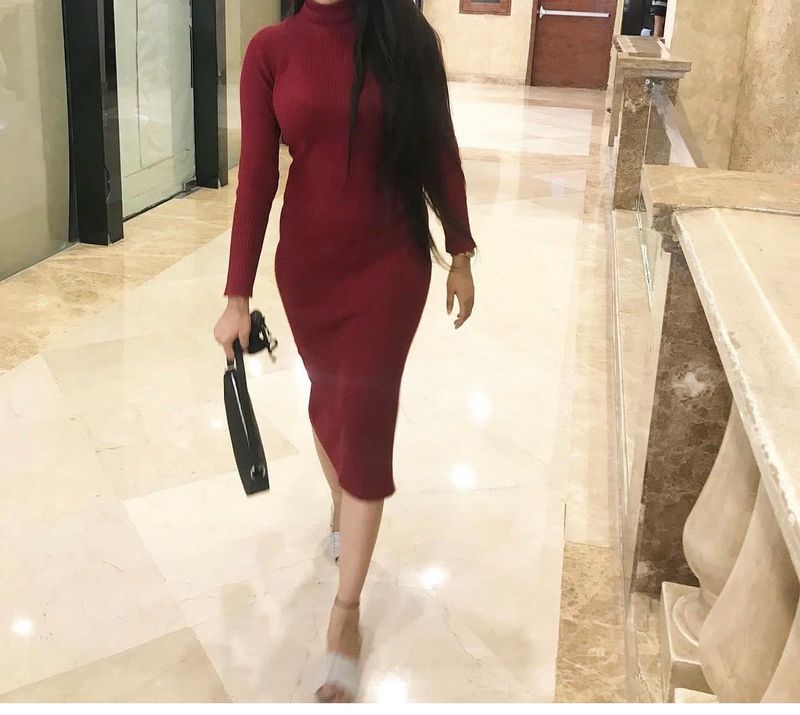 Chic Ribbed Turtle Neck Dress