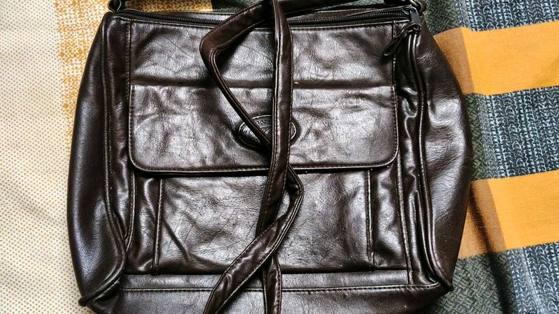 Chic Brown Faux Leather Handbag