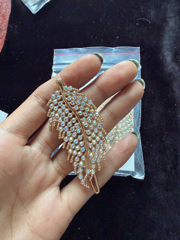 feather with diamond clips