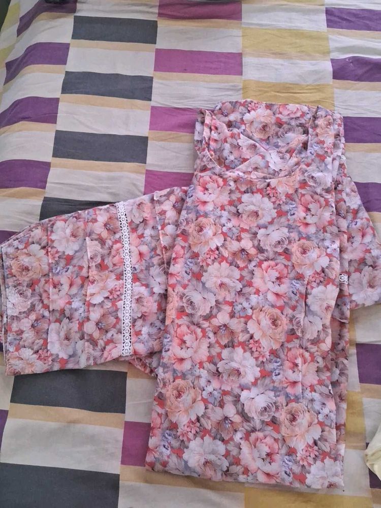 Floral Print Kurta with Pants Set