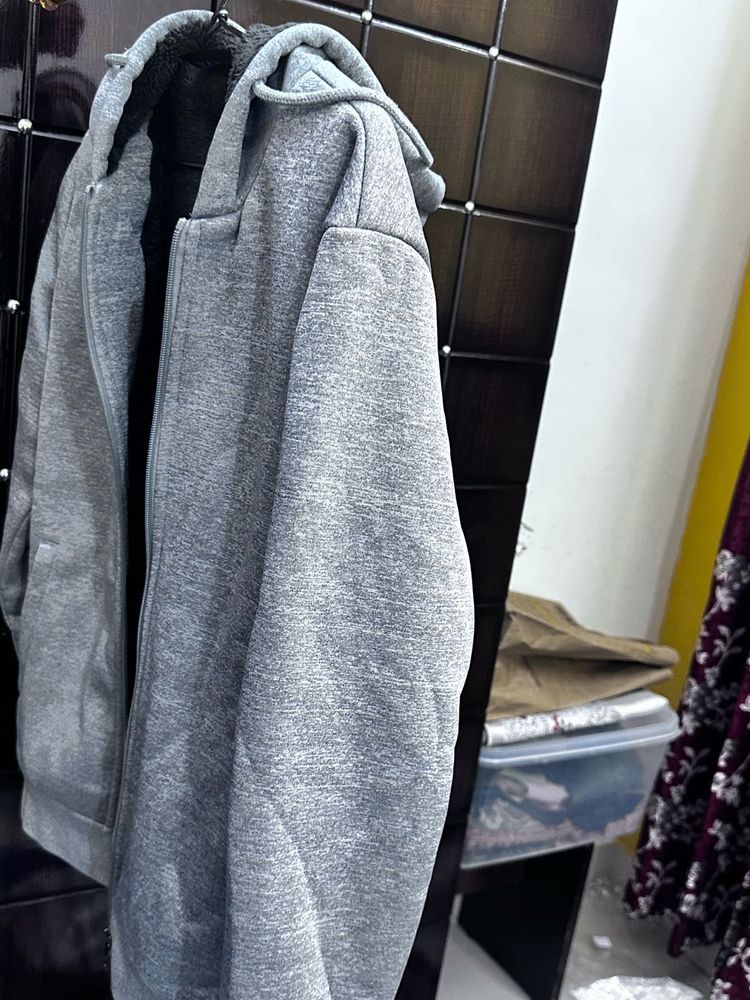 Cozy Grey Fleece Lined Hoodie