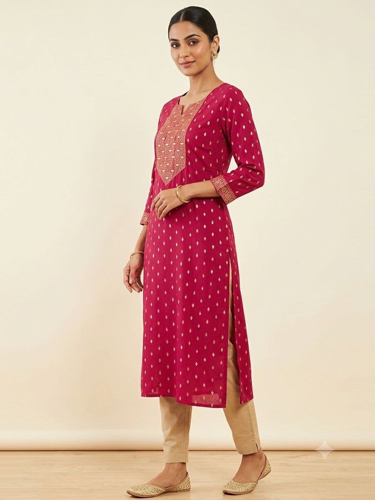 Elegant Pink Kurta with Gold Print