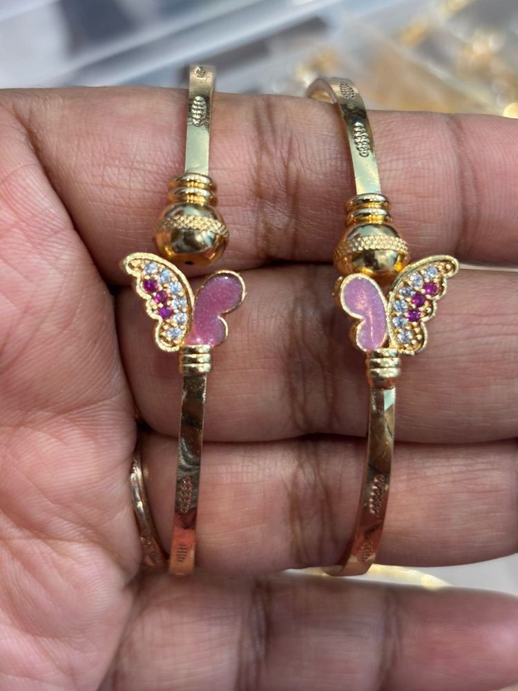 pair of 2 set Gold Butterfly Bangles for Girls