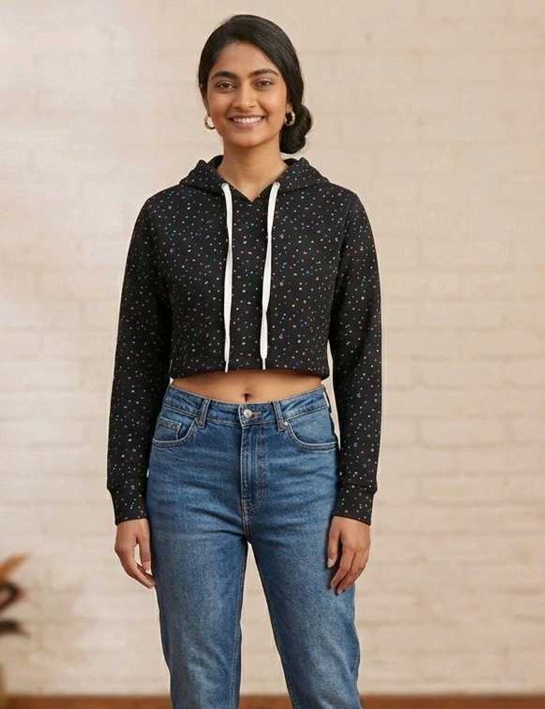 Cute Polka Dot Cropped Hoodie