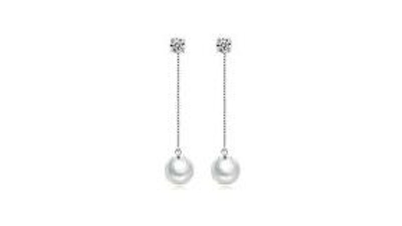 Elegant Pearl Drop Earrings with CZ Studs