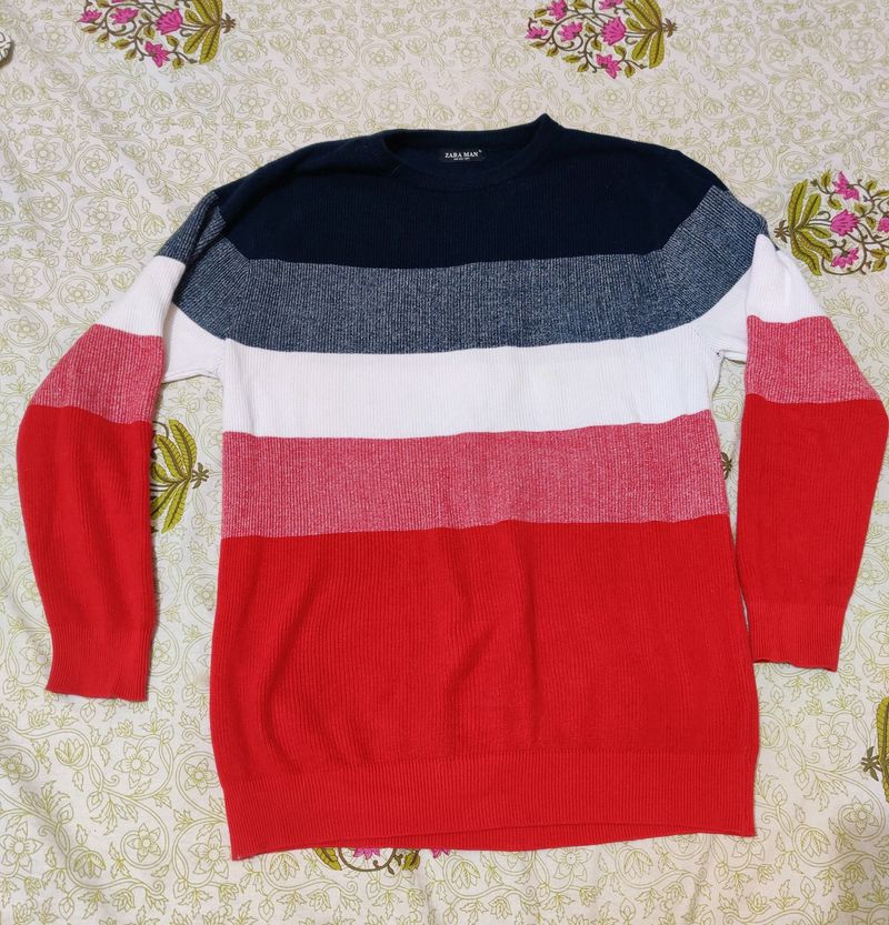 ZARA Mens Red Multicolour Sweater