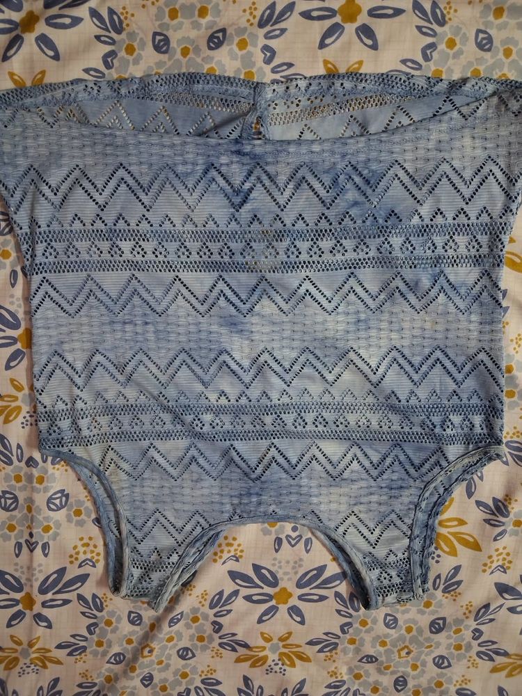 Blue Crocheted Tank Top