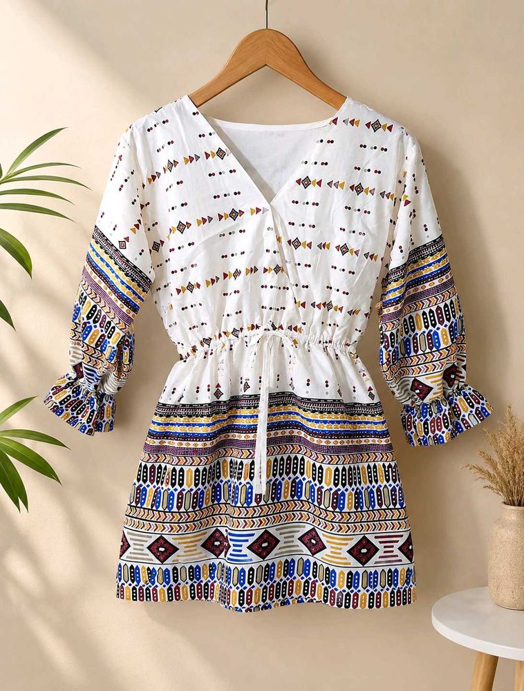 Bohemian Print V-Neck Dress