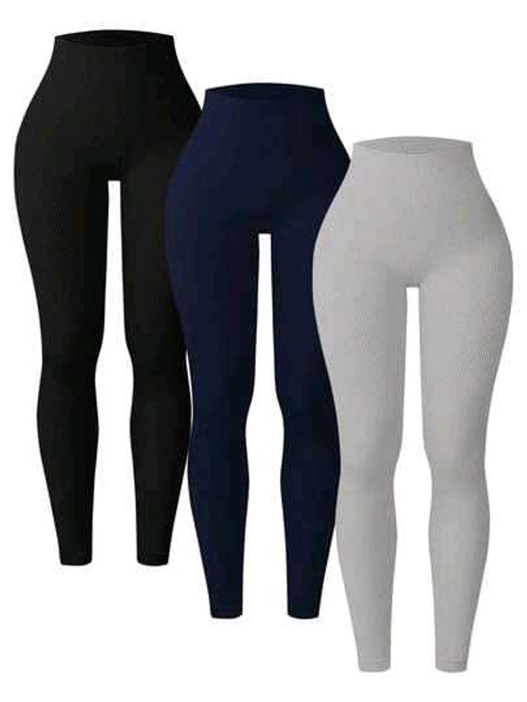 Comfortable Ribbed Leggings - Set of 3