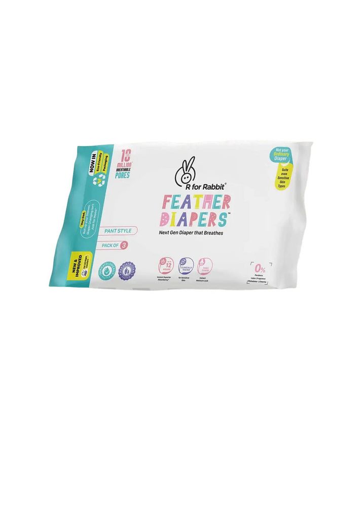 R for Rabbit Feather Diapers - L - Pack of 2