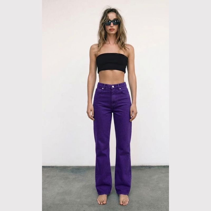 Zara Purple Denim Pants