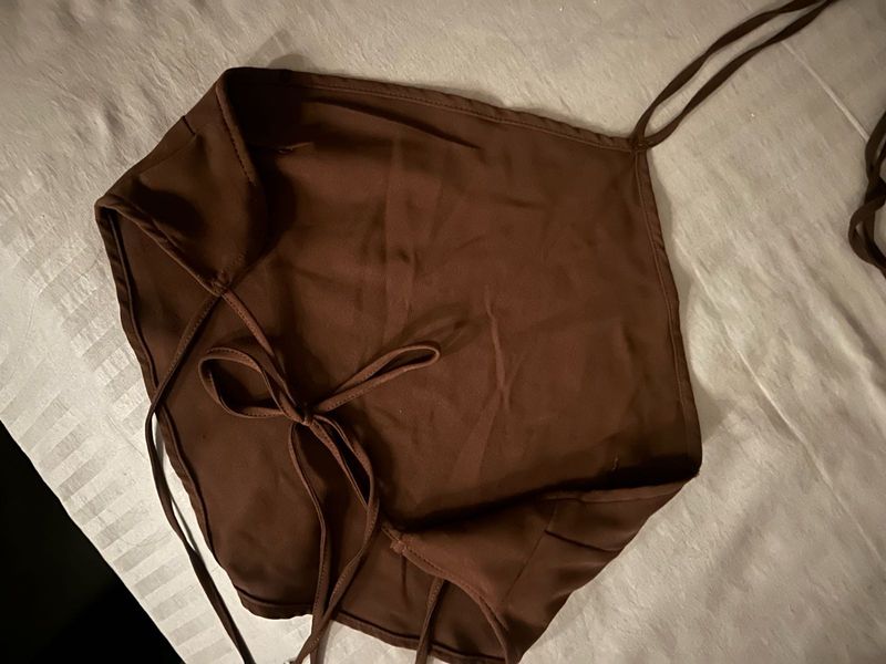Brown Tie-Up Halter Top