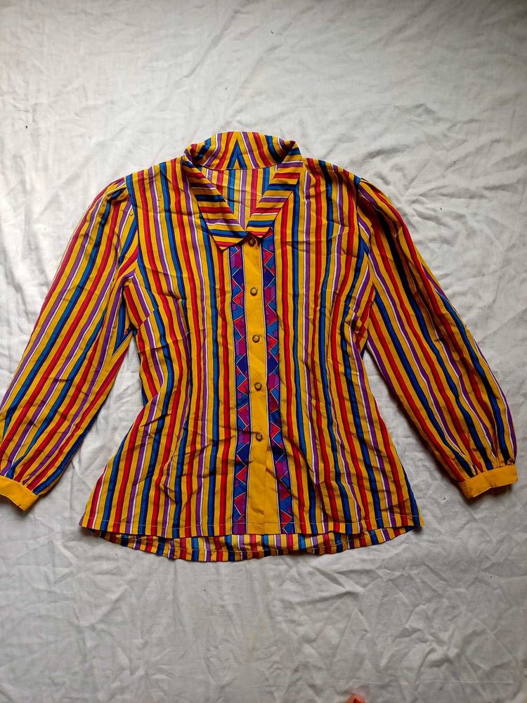 Vibrant korean Striped Ethnic shirt