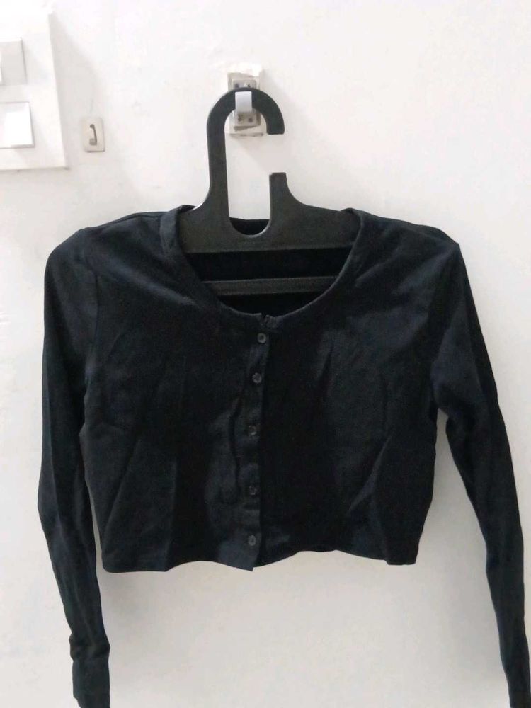 Black Cropped Cardigan
