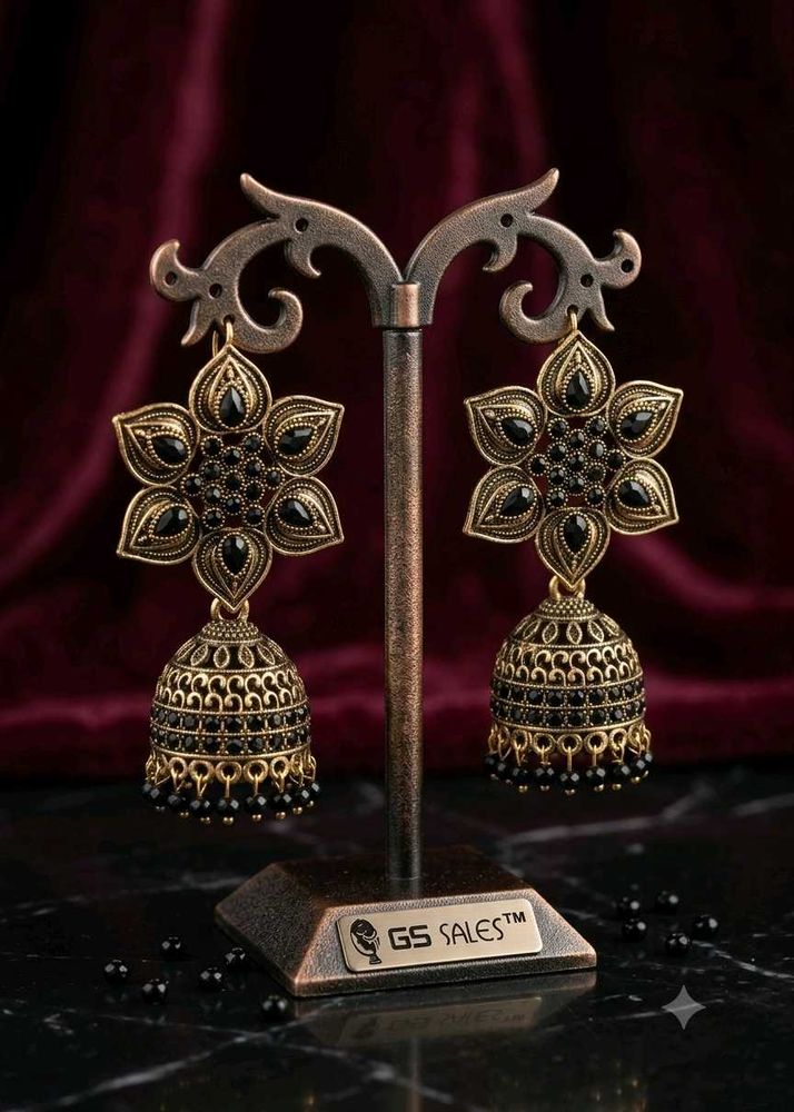 Elegant Black Jhumka Earrings