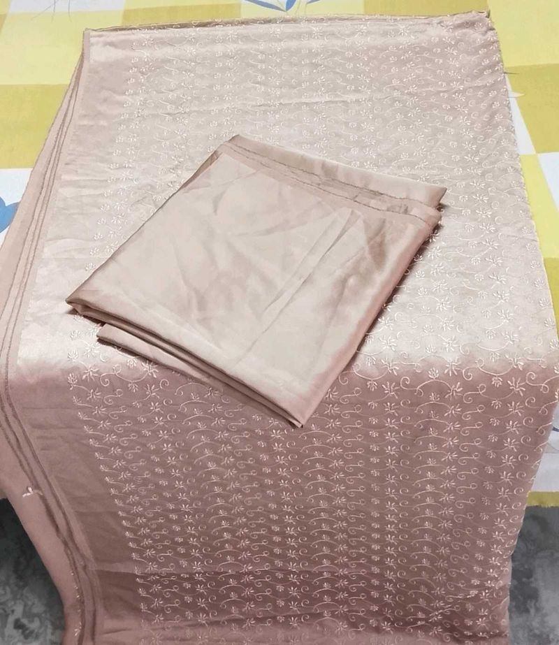 unstitched 2piece Chikankari satin Silk full suit