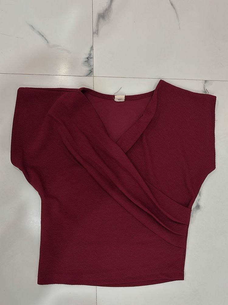 Chic Burgundy Wrap Top