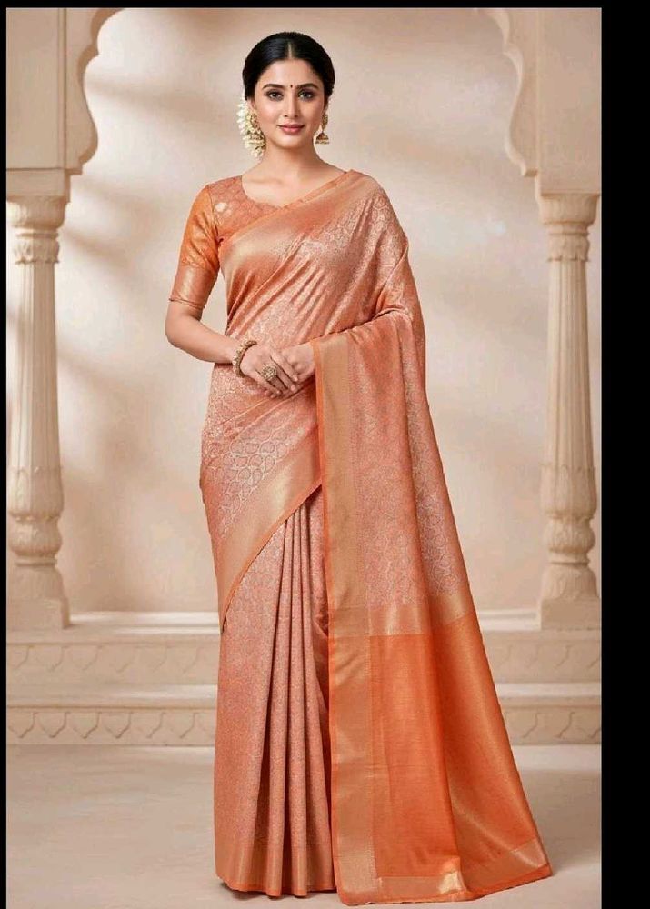 Elegant Peach Silk Saree