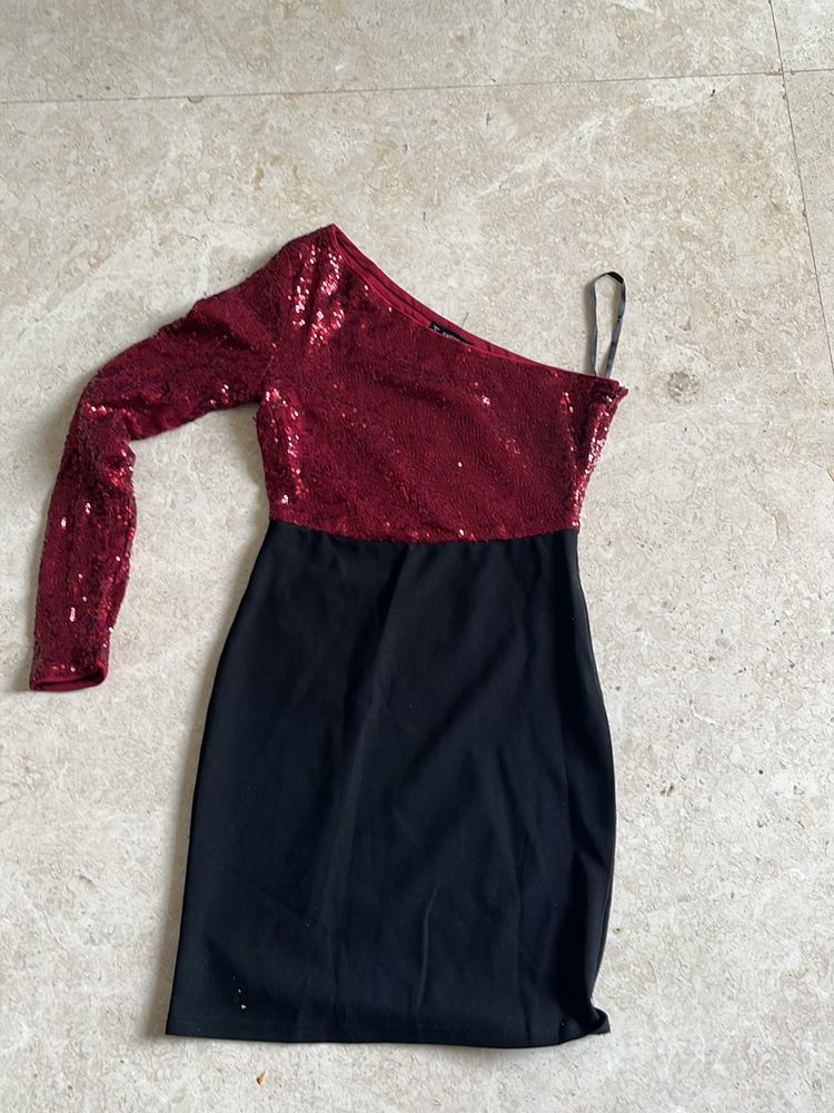 Shein Sequin One Shoulder Dress
