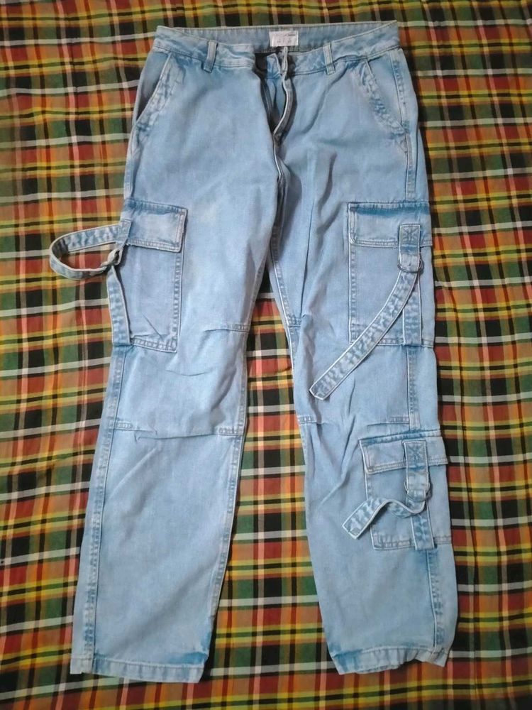 Light Wash Cargo Jeans