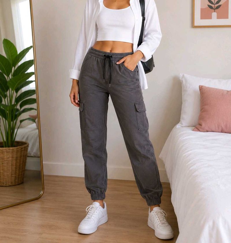 Gray Cargo Joggers
