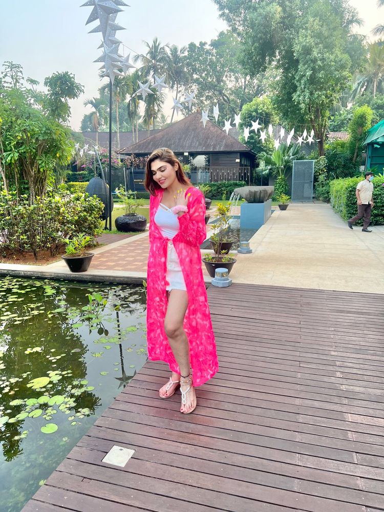 Vibrant Pink Floral Print Sheer Cape
