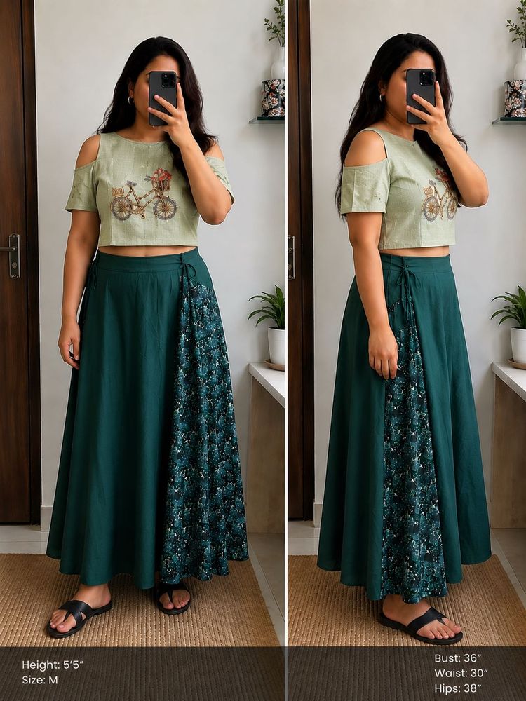 Stylish Cold Shoulder Crop Top &amp; Skirt Set