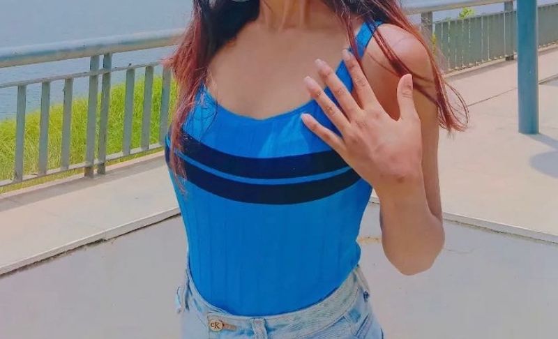 Blue Striped Ribbed Tank Top