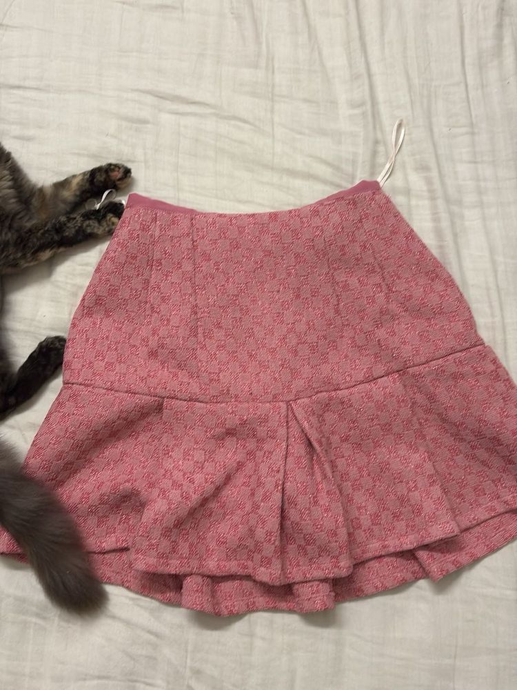 sparkly Pink Pleated Mini Skirt