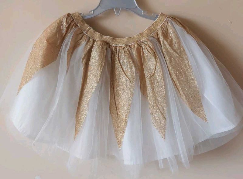 Kids NEW 5-6 years Girls Gold &amp; White Tulle Skirt