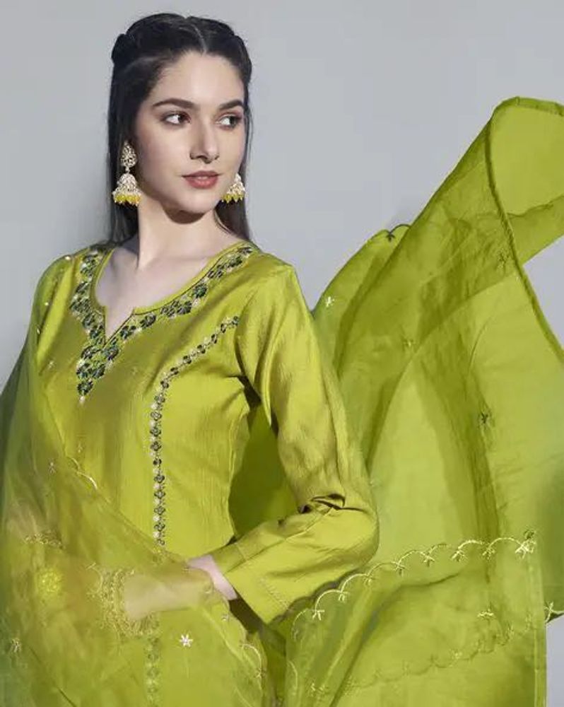 Elegant Lime Green Kurta Set