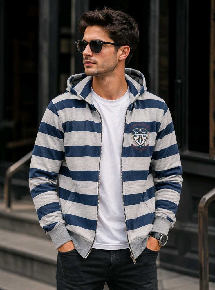 Grey Zip-Up Hoodie Jacket