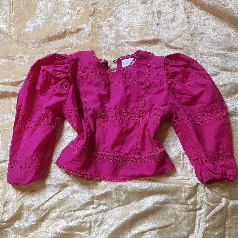 Vibrant Pink Broderie Anglaise Blouse
