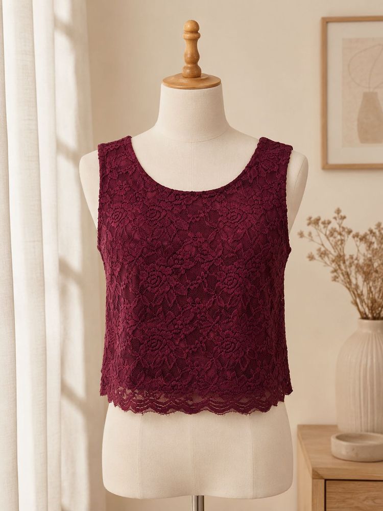 Ginger Burgundy Lace Crop Top