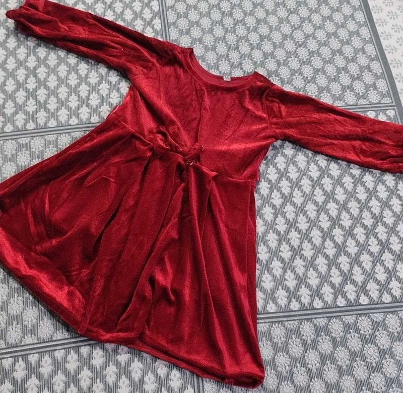 Elegant Red Velvet Dress