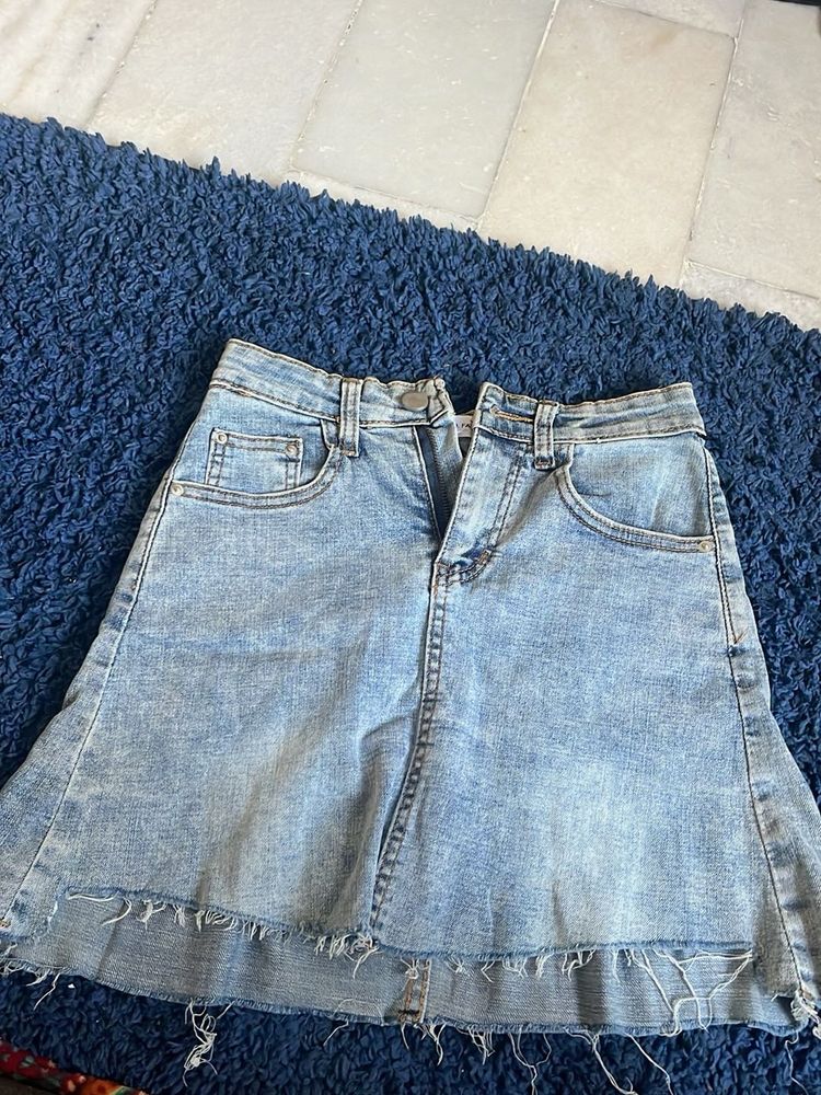 Light Wash Denim Mini Skirt