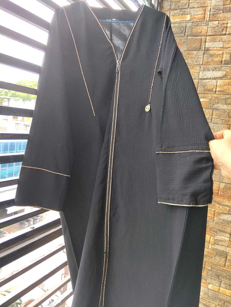 Elegant Black Abaya with front zipper