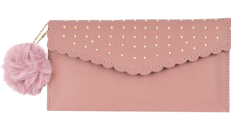 Cute Pink Clutch with Pom