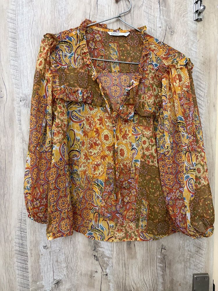 Boho Print Sheer Blouse