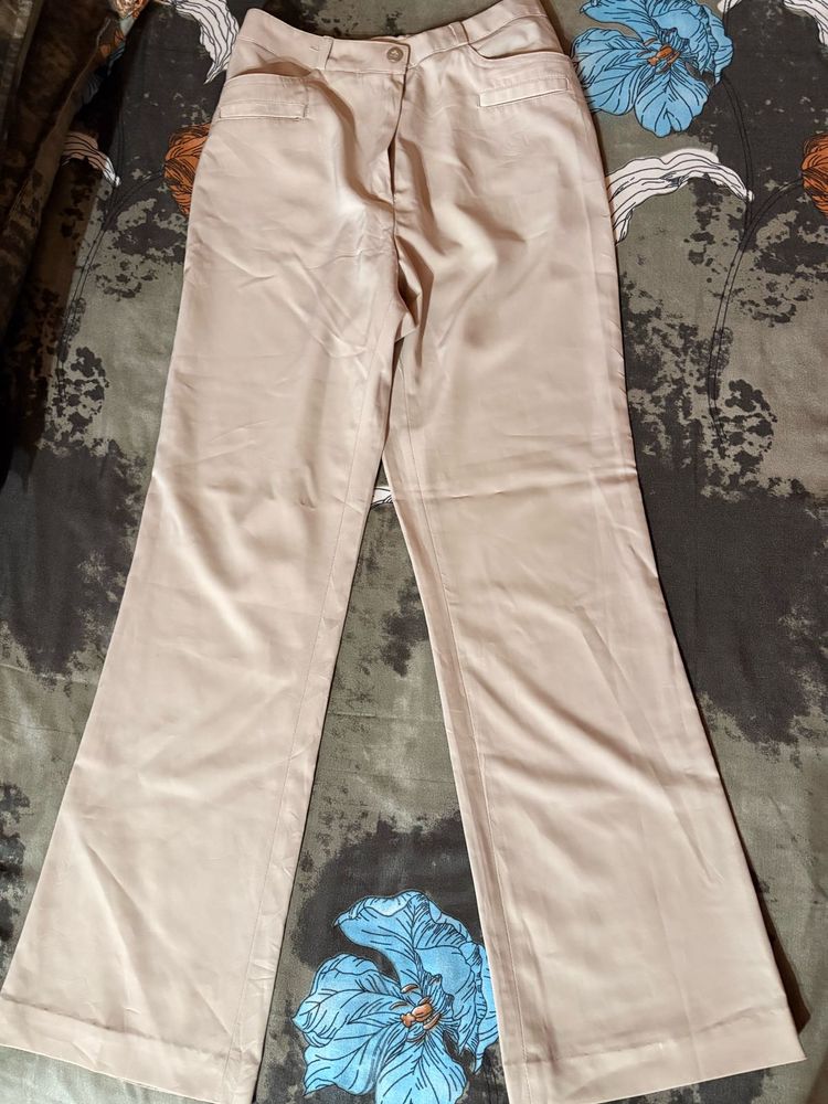 Beige Flared Leg Pants