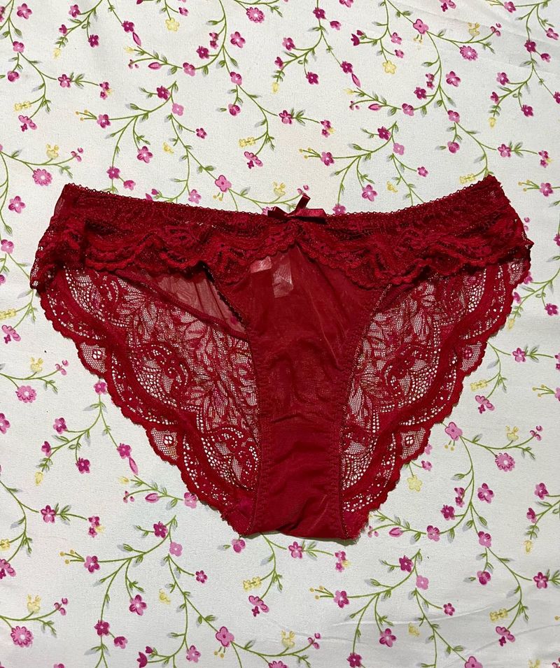 Lace Trimmed Red Briefs