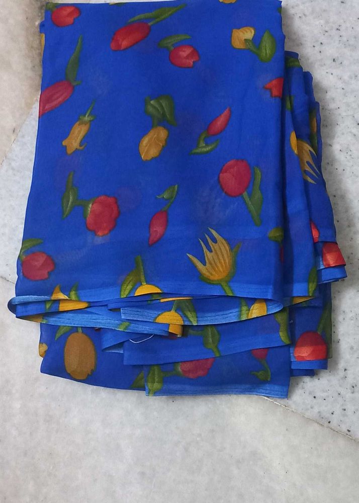 Blue Floral Print Fabric